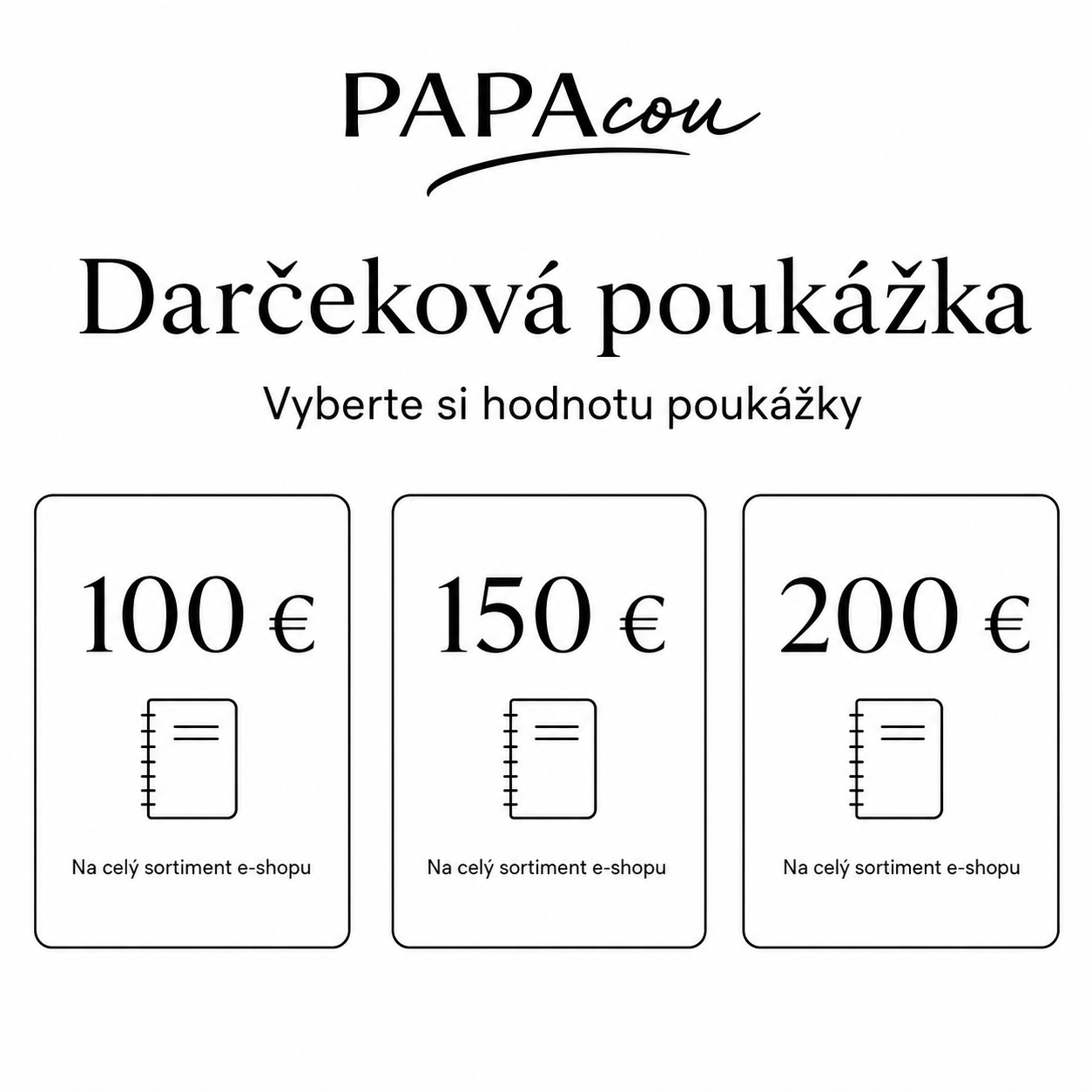 PAPAcou darčeková karta: 100€/150€/200€