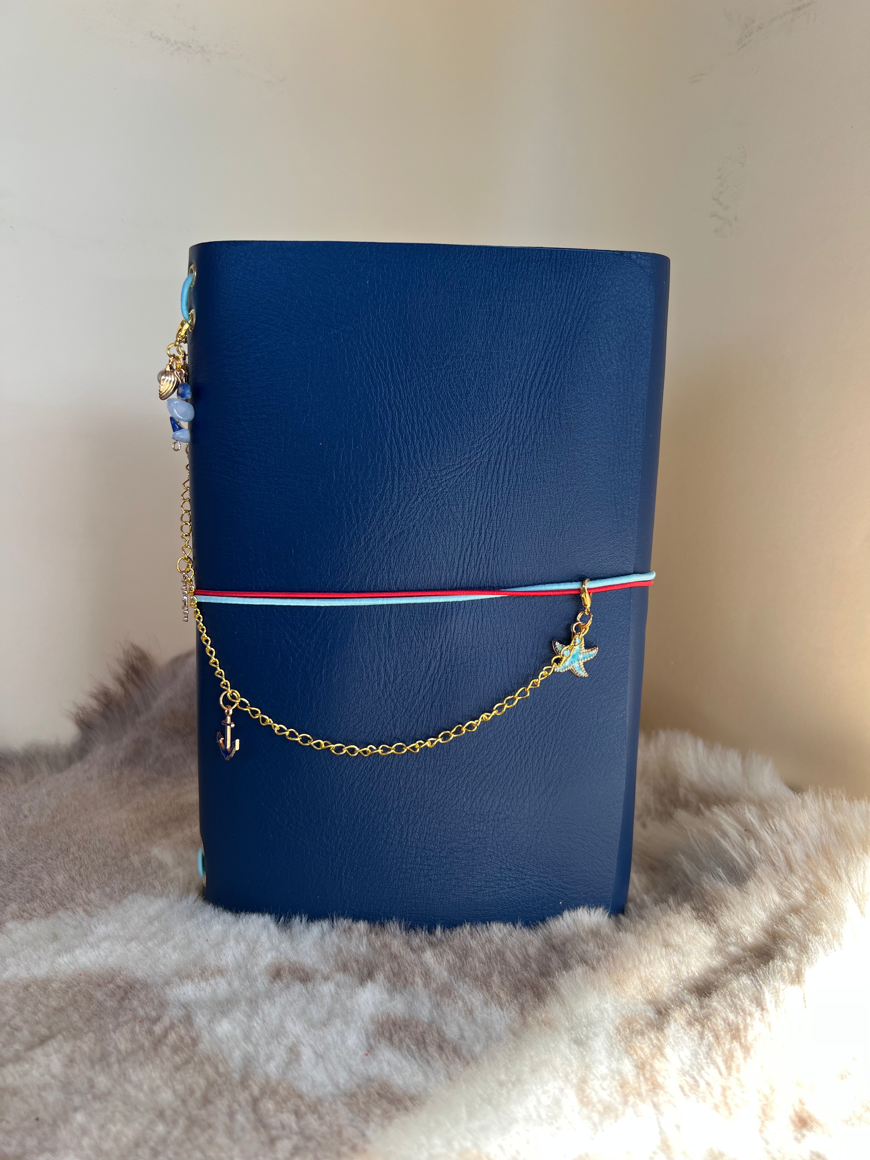 Kožený zápisník A5 - Modrá - Blue Navy - Sailor - dlhá verzia