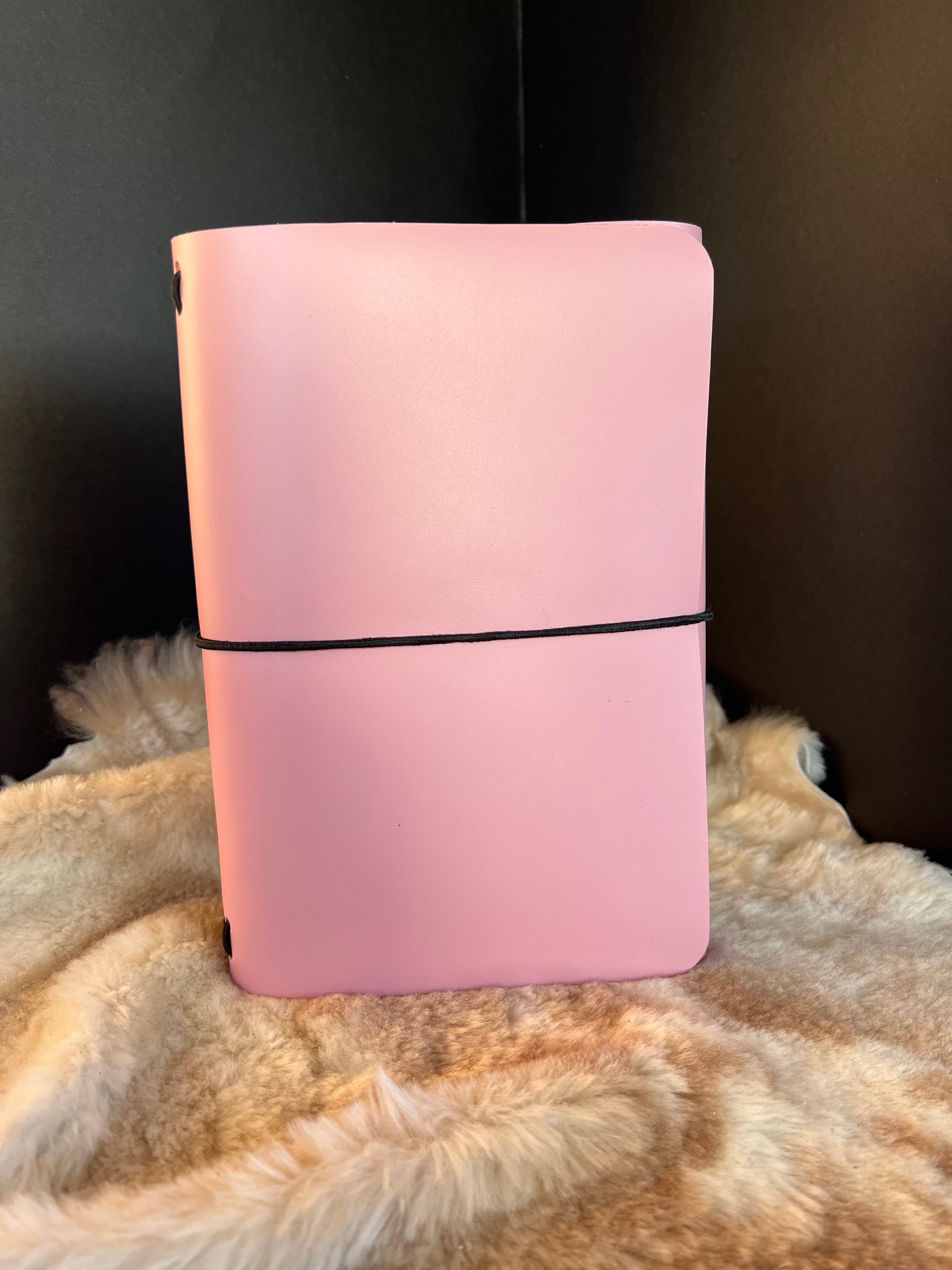 Kožený zápisník A5 - Ružová - Baby pink - dlhá verzia