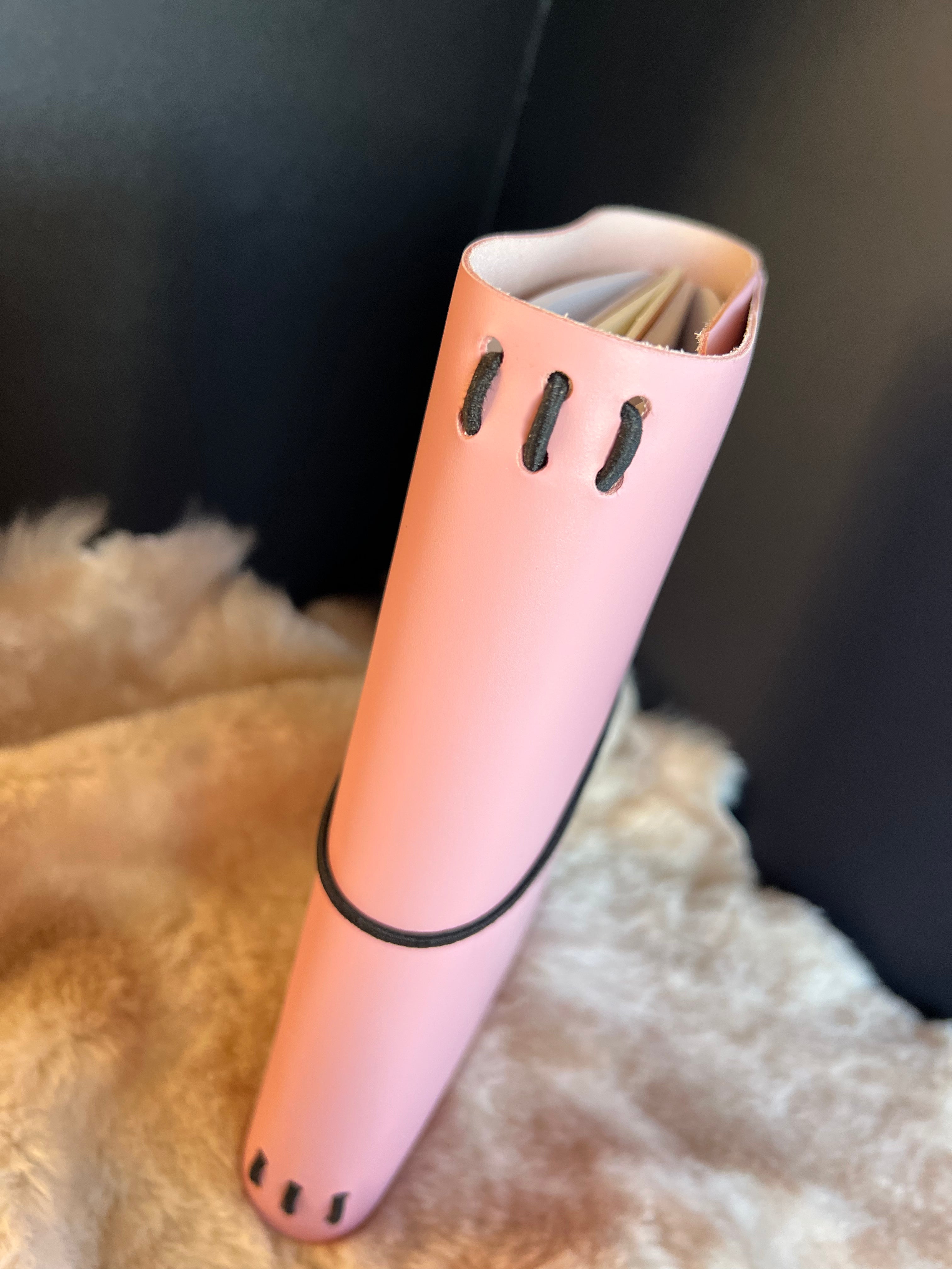 Kožený zápisník A5 - Ružová - Baby pink - dlhá verzia