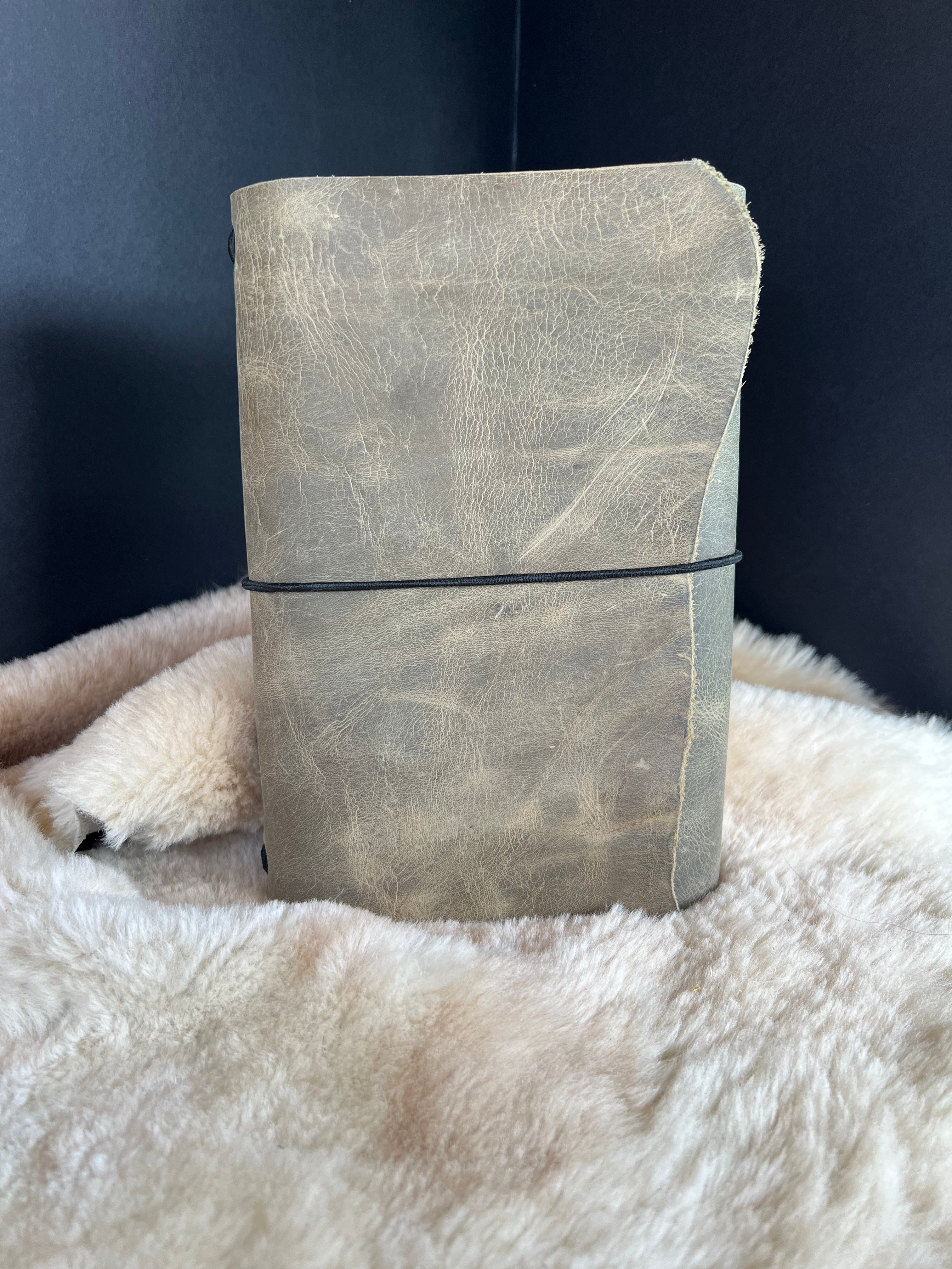 Kožený zápisník A5 - Zelená - Green Crazy Horse - dlhá verzia