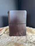 Kožený zápisník A5 - Hnedá - Brown Dark - dlhá verzia