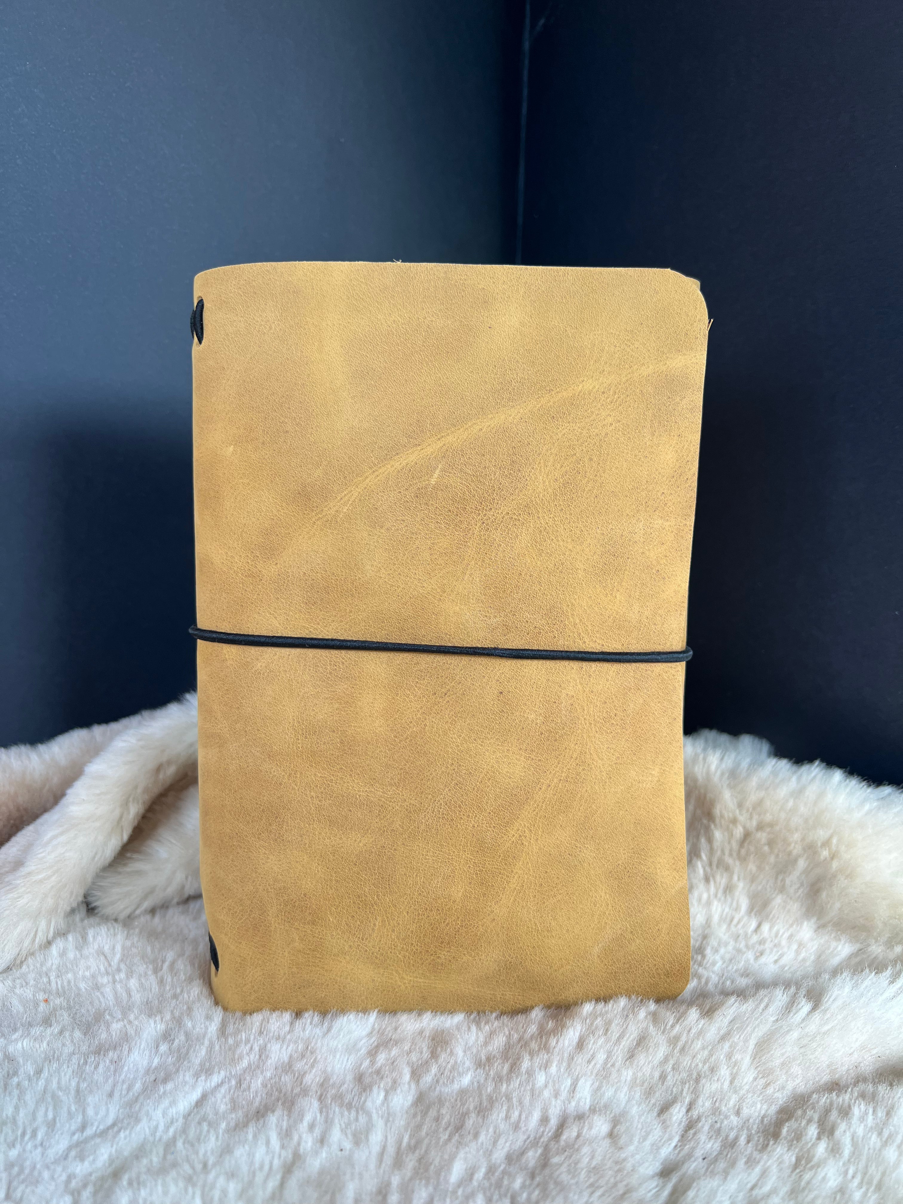 Kožený zápisník A5 - Žltá - Yellow Honey - dlhá verzia