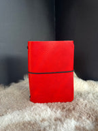 Kožený zápisník A6 - červená - Red matte - dlhá verzia