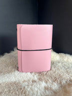 Kožený zápisník A6 - Ružová - Baby pink - dlhá verzia