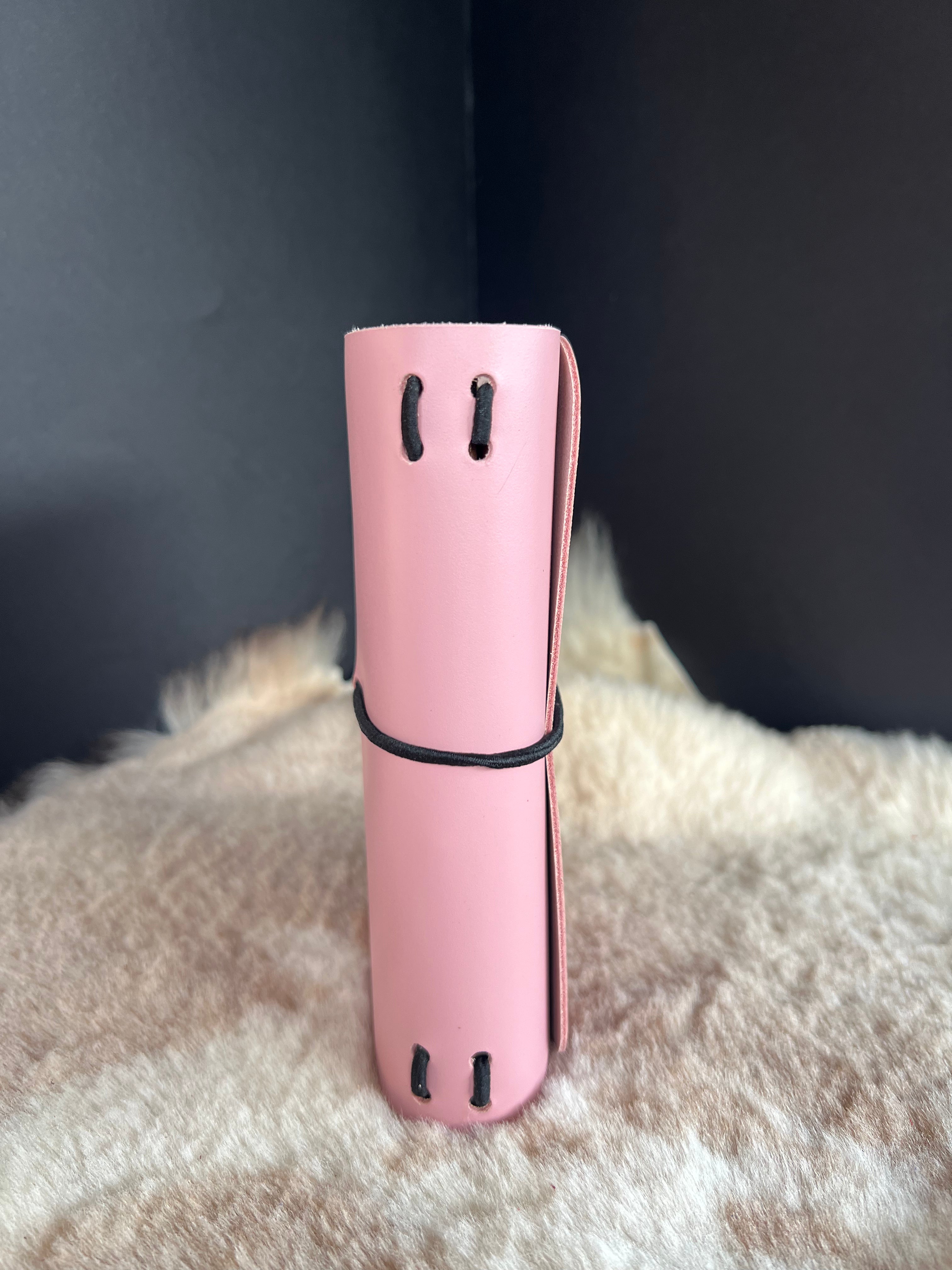 Kožený zápisník A6 - Ružová - Baby pink - dlhá verzia