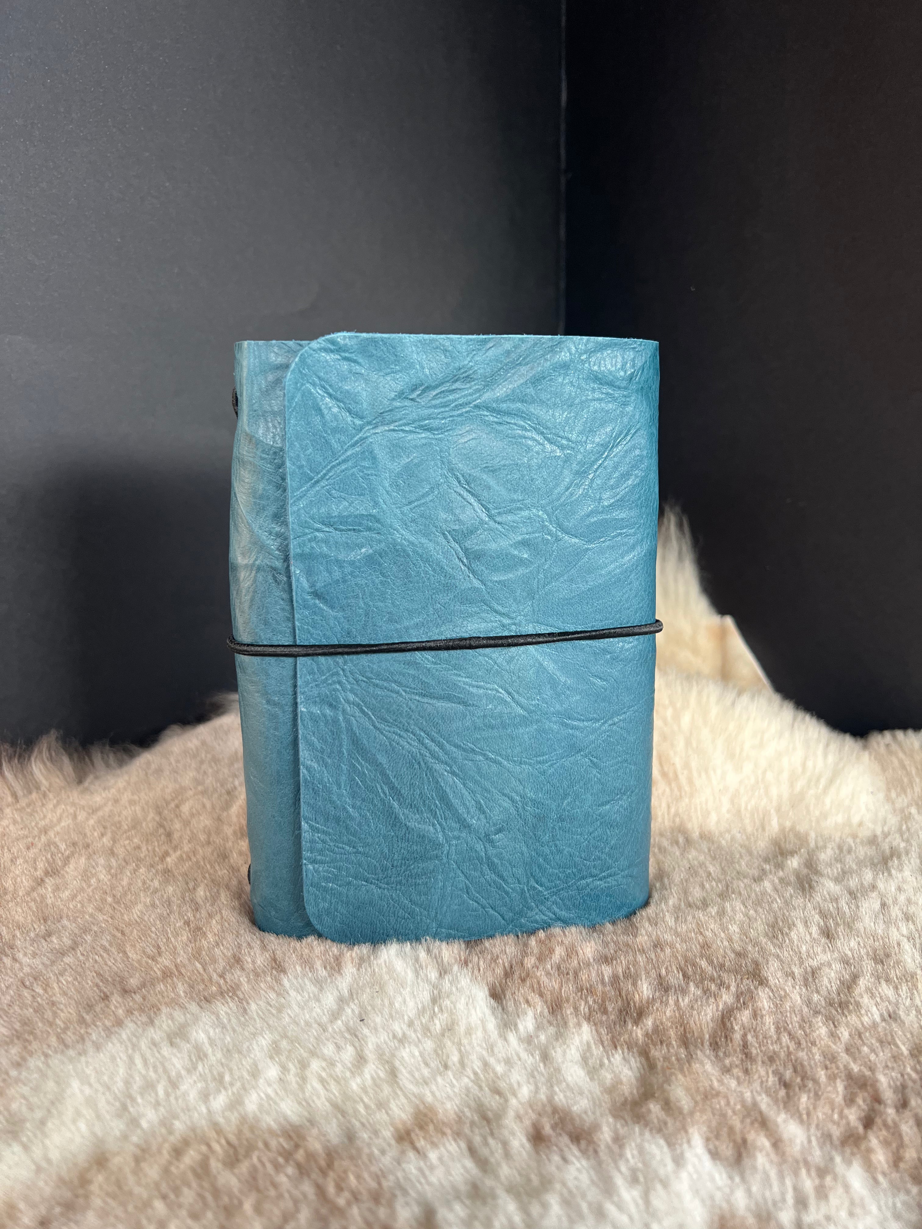 Kožený zápisník A6 - Modrá - Blue Petrol - dlhá verzia