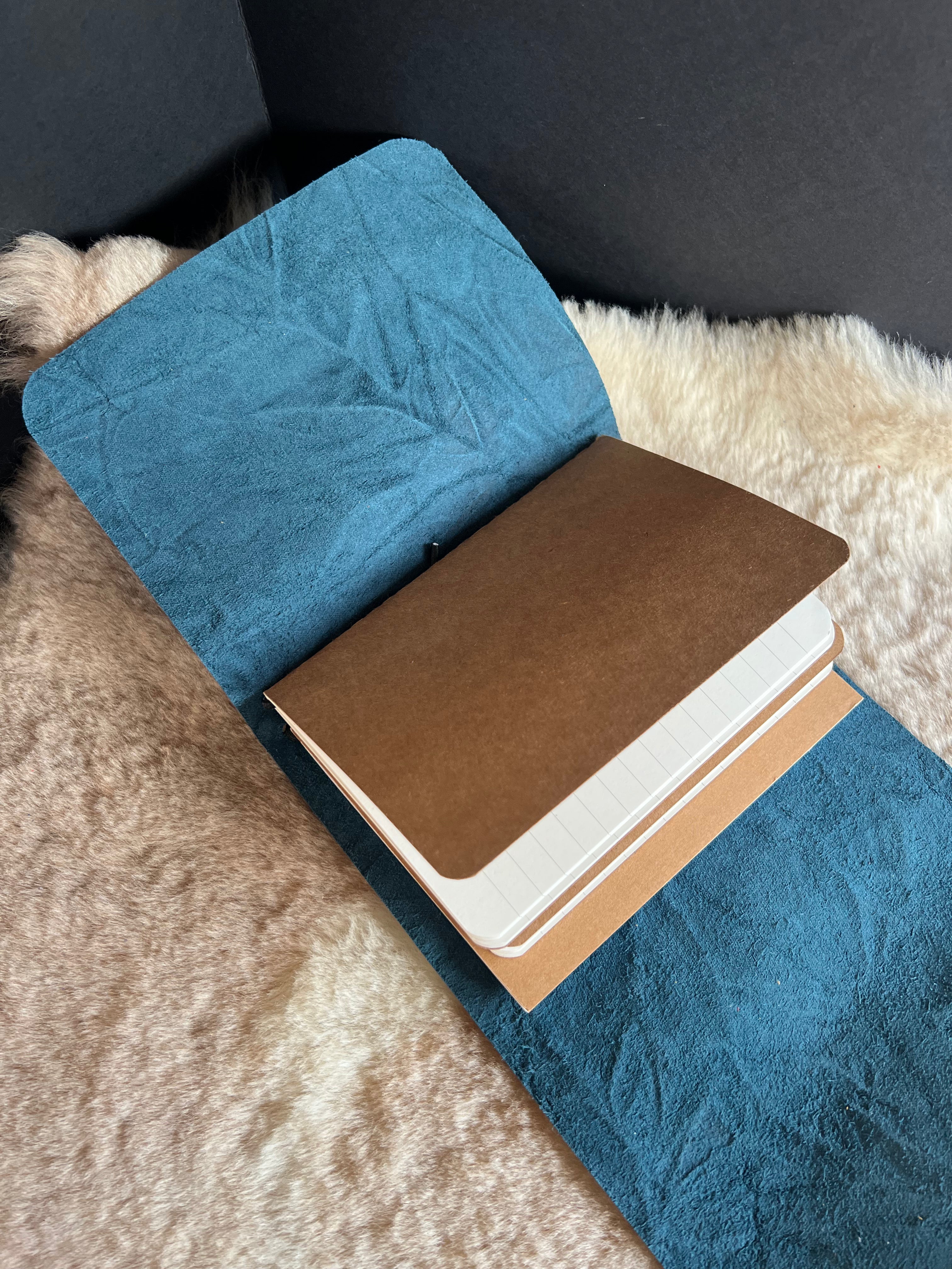 Kožený zápisník A6 - Modrá - Blue Petrol - dlhá verzia