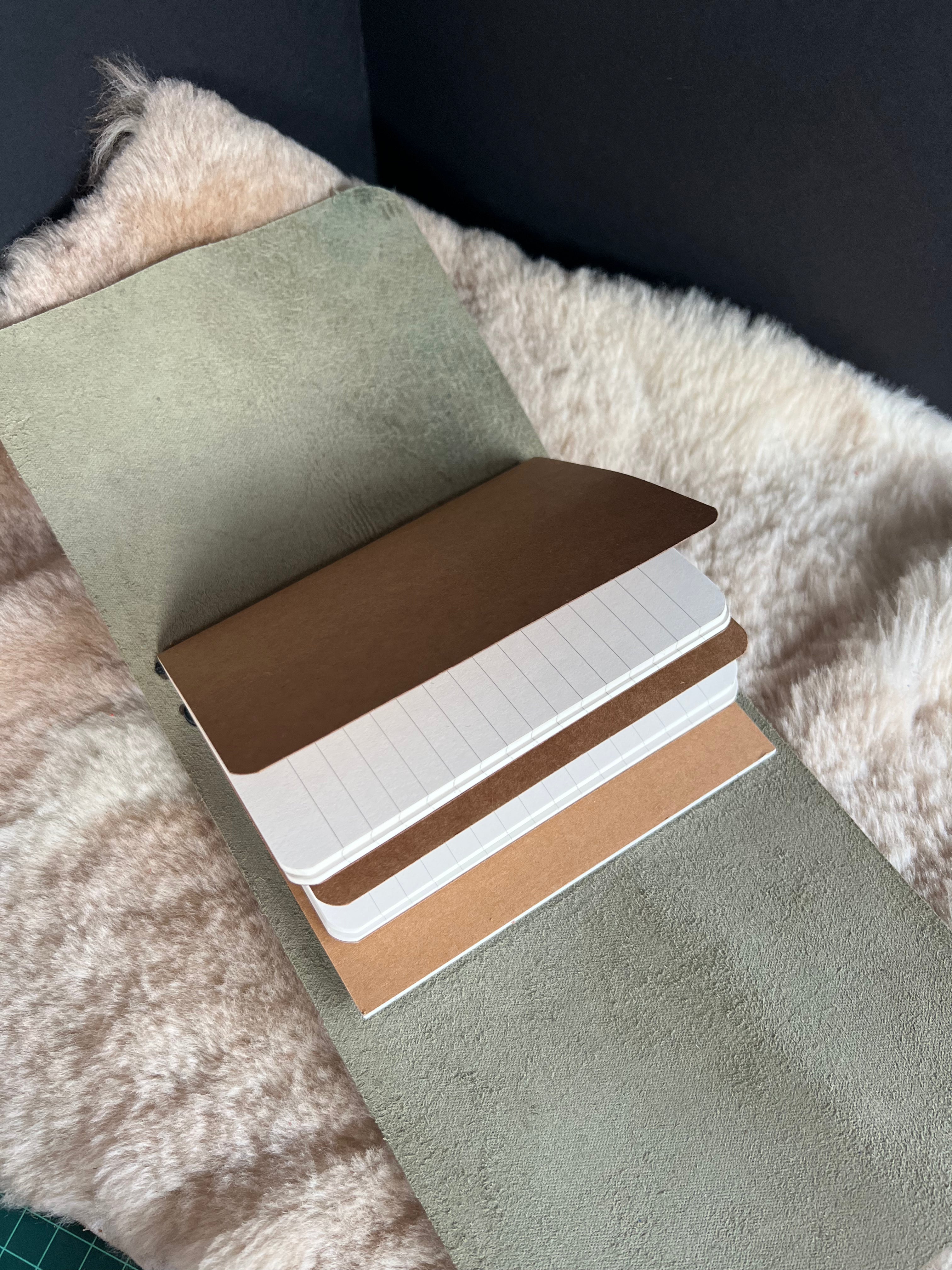 Kožený zápisník A6 - Zelená - Green crazy horse - dlhá verzia