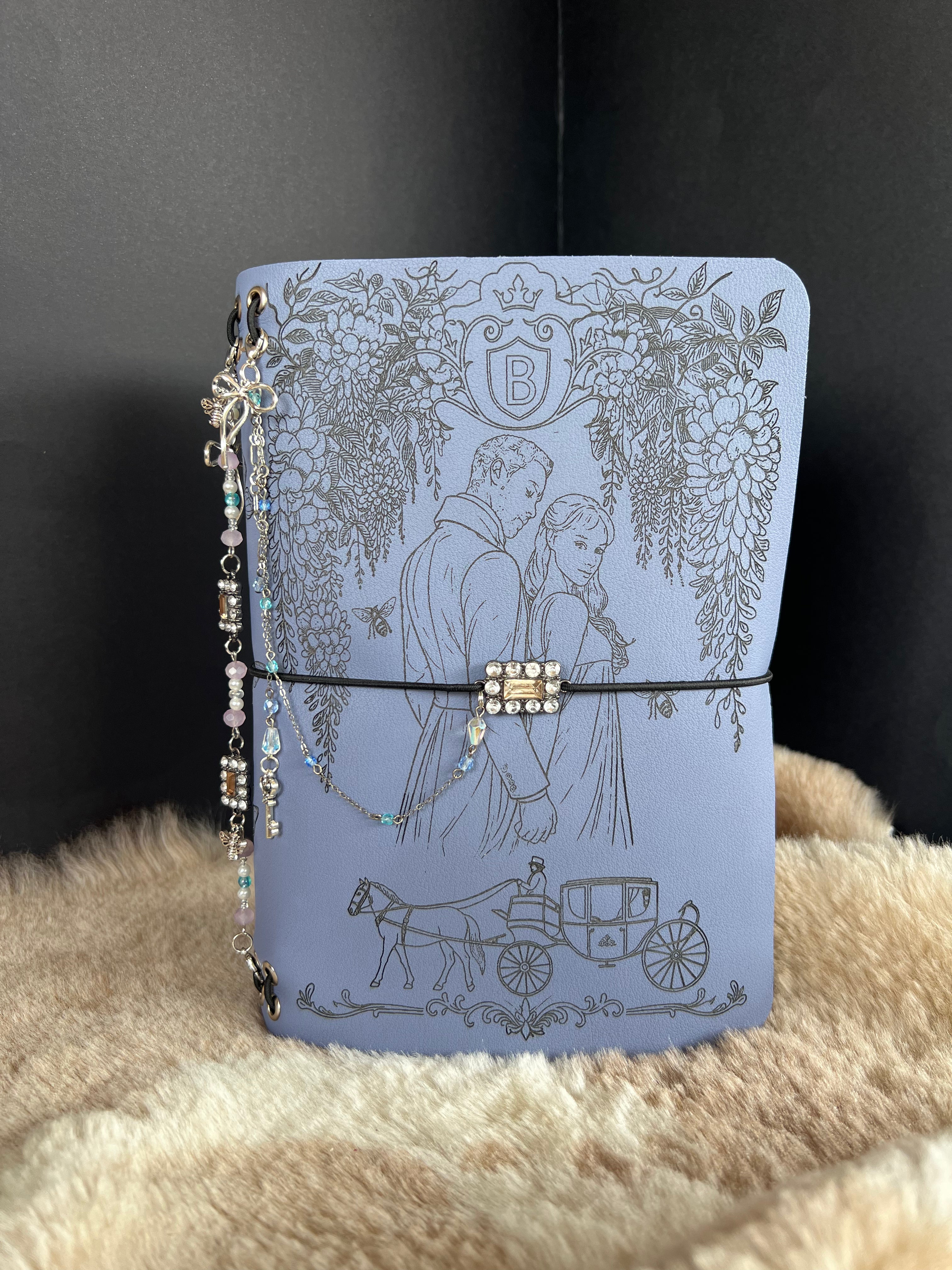 Kožený zápisník A5 - Fialová - LIMITKA - Bridgerton vibe - dlhá verzia