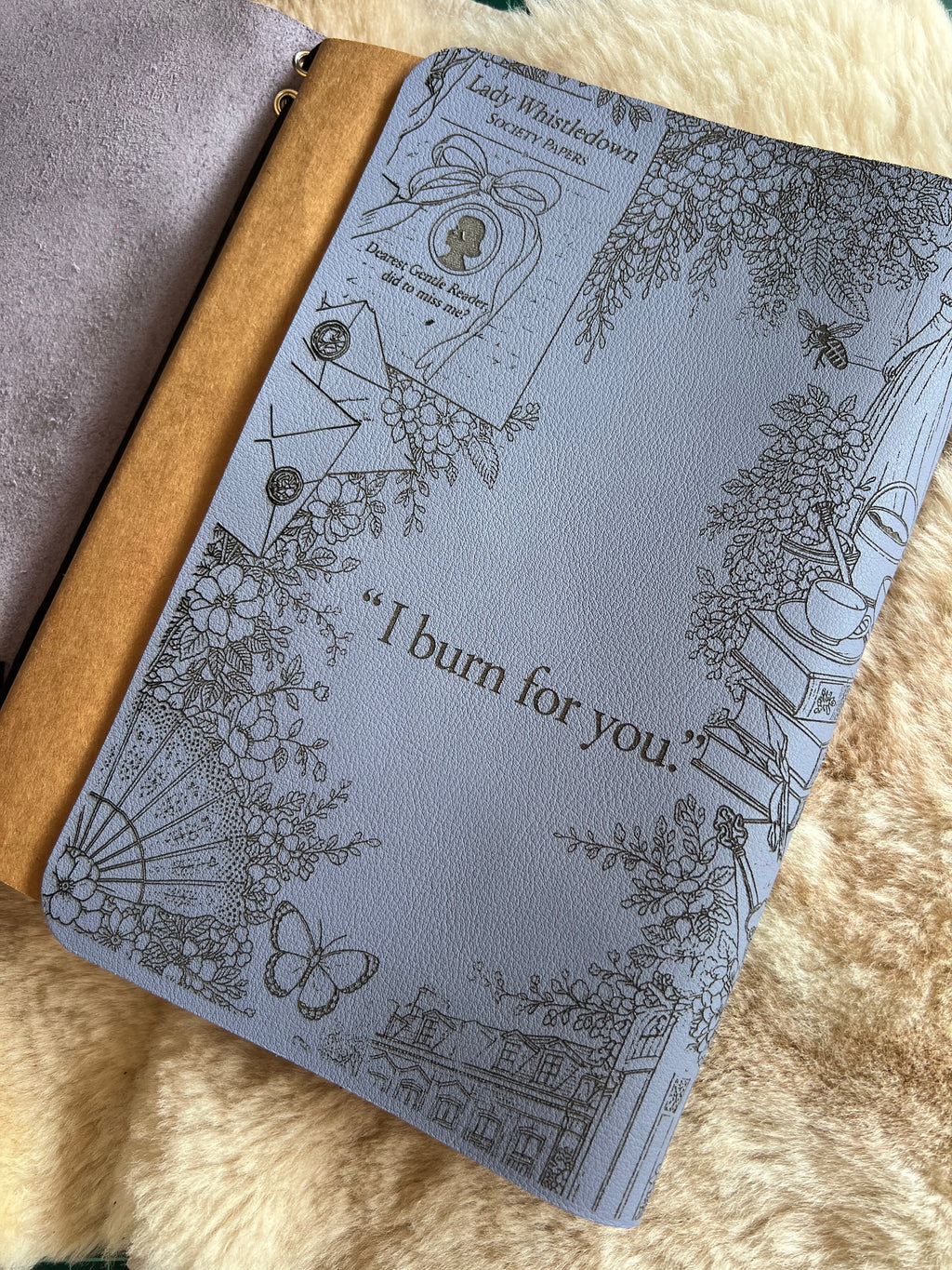 Kožený zápisník A5 - Fialová - LIMITKA - Bridgerton vibe - dlhá verzia