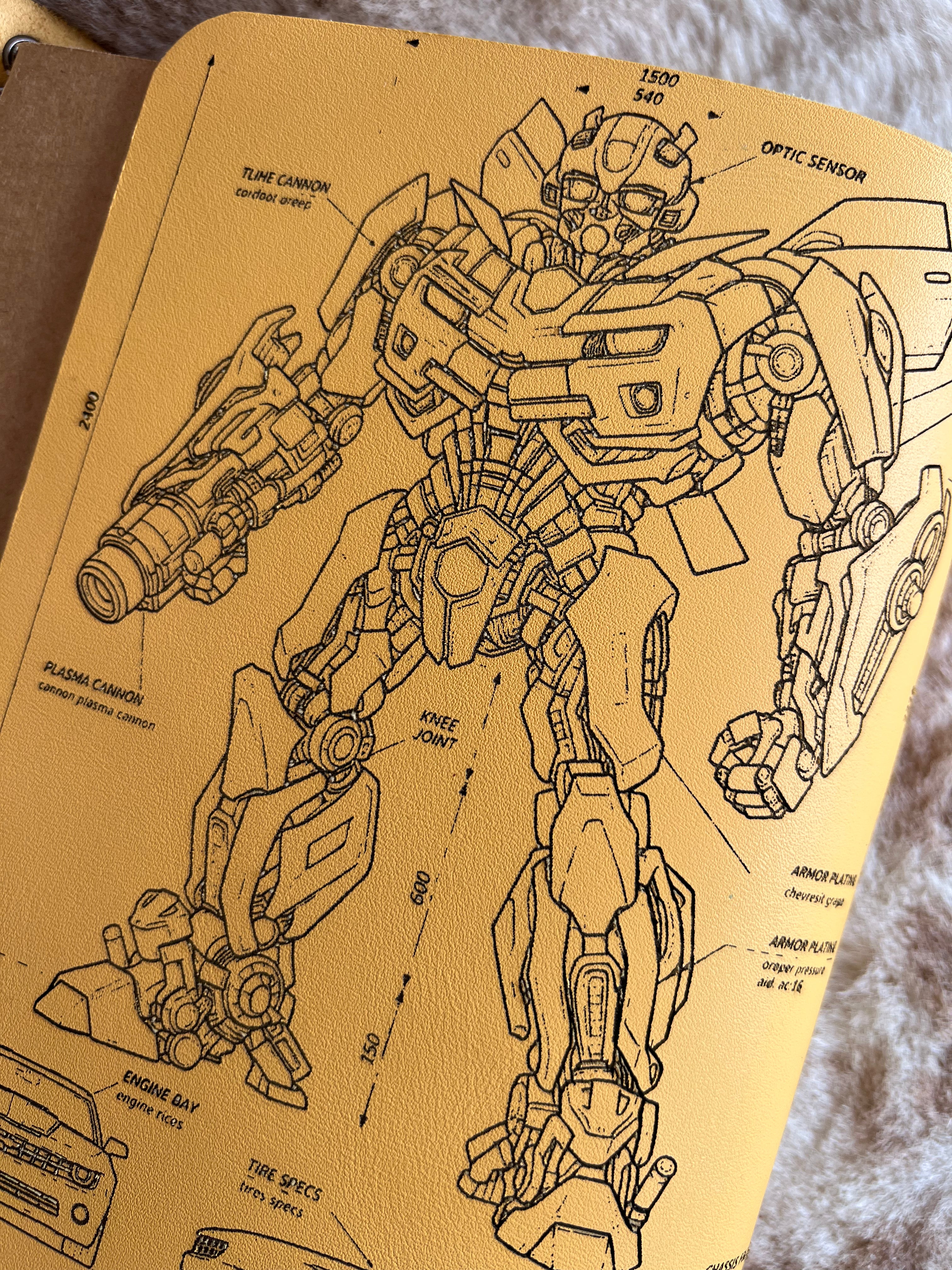 Kožený zápisník A5 - žltá - LIMITKA - Bumble Bee - dlhá verzia