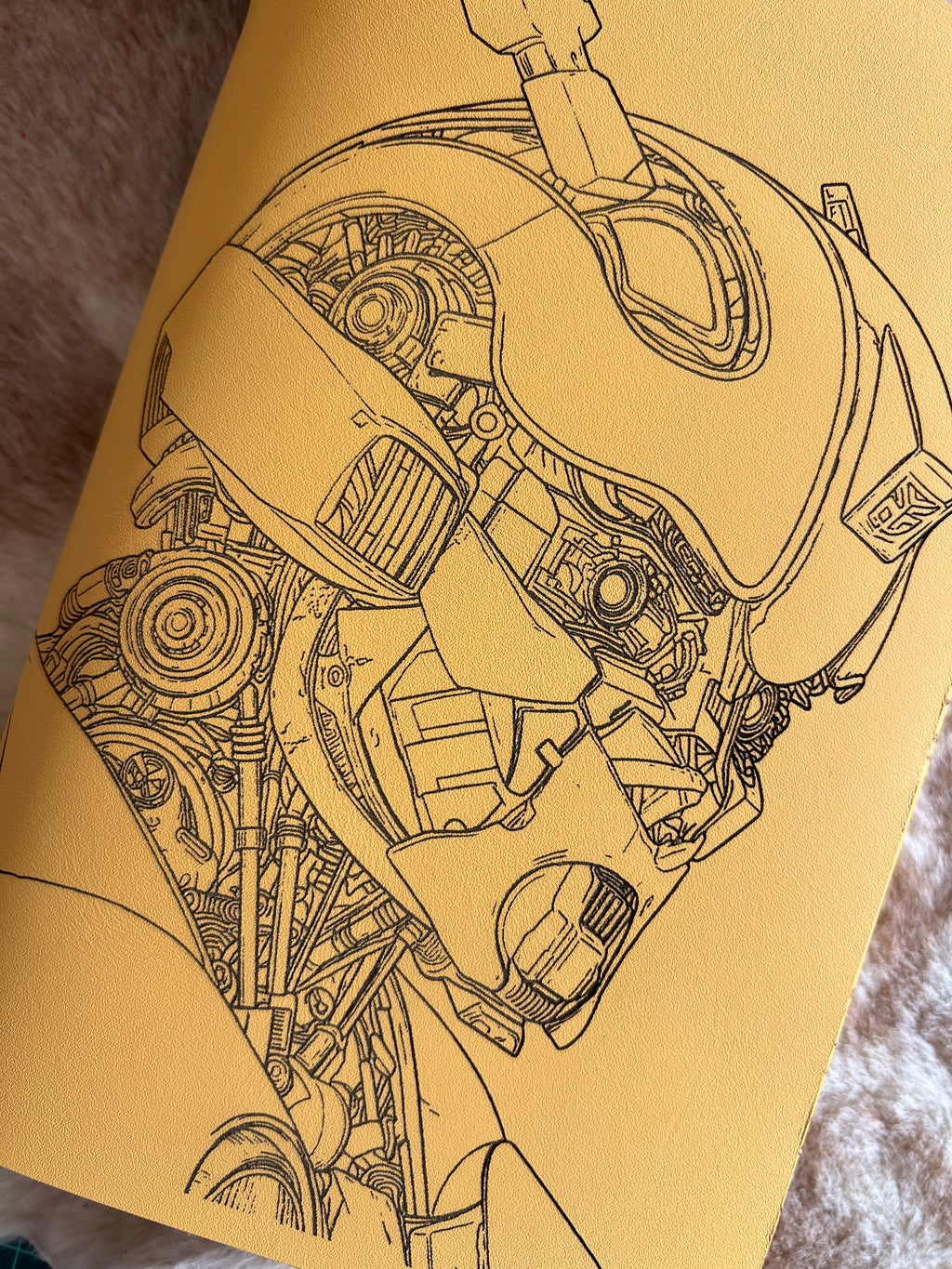 Kožený zápisník A5 - žltá - LIMITKA - Bumble Bee - dlhá verzia