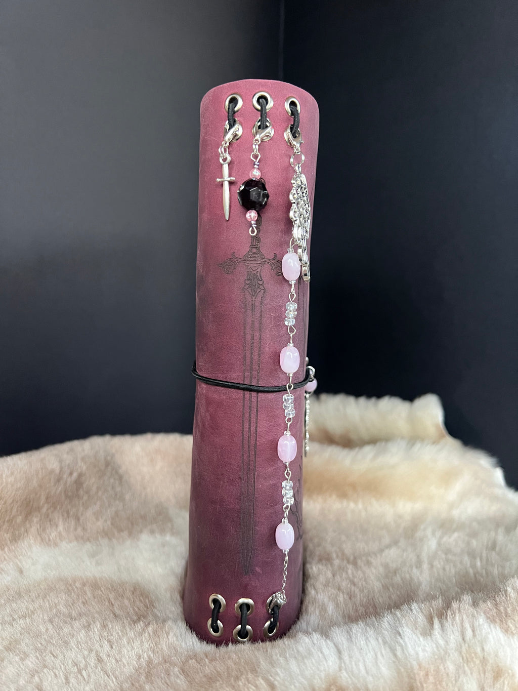 Kožený zápisník A5 - Ružová - LIMITKA - Dragon princes - dlhá verzia