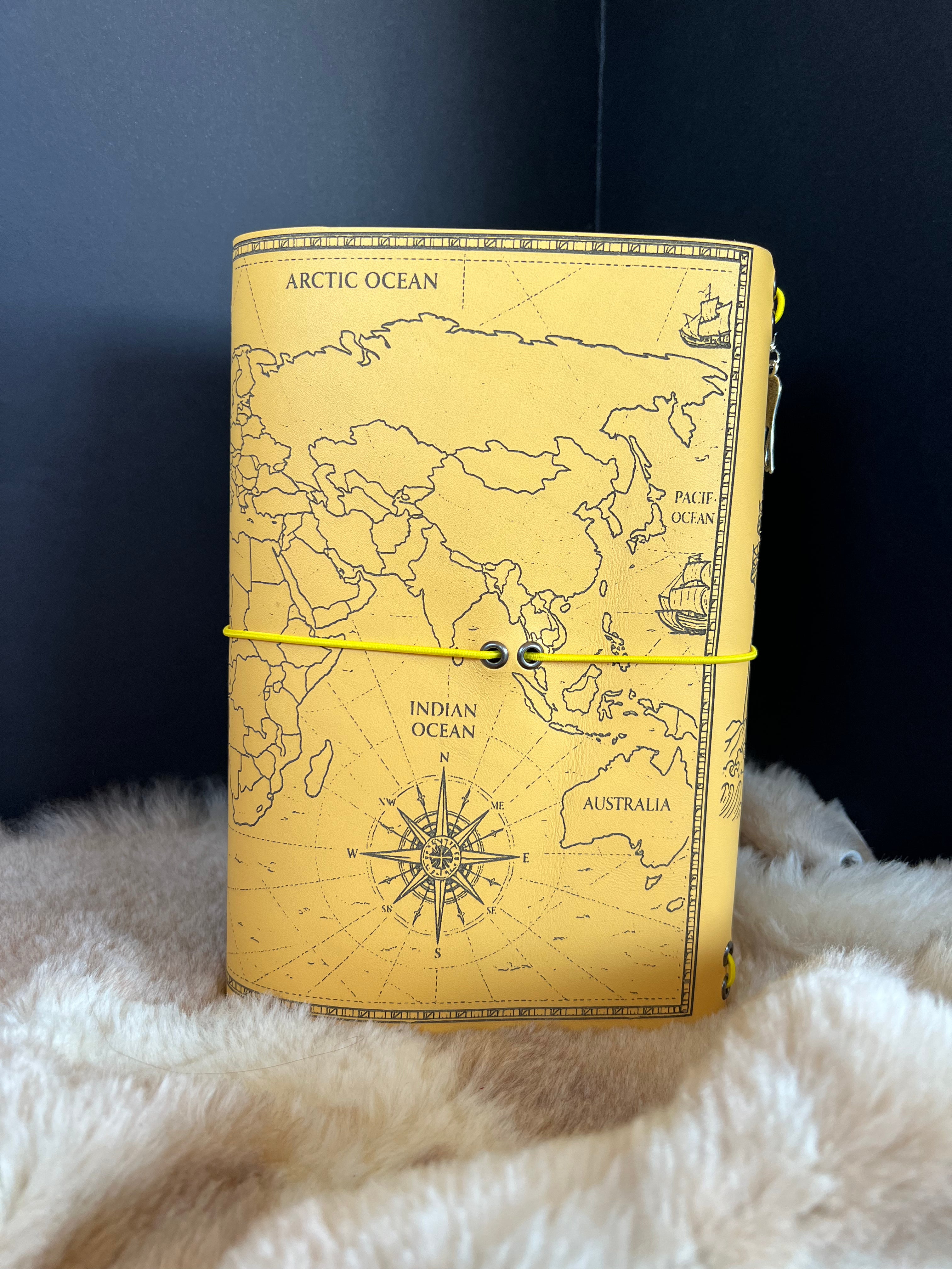 Kožený zápisník A5 - žltá - LIMITKA - Travel Journal yellow - dlhá verzia