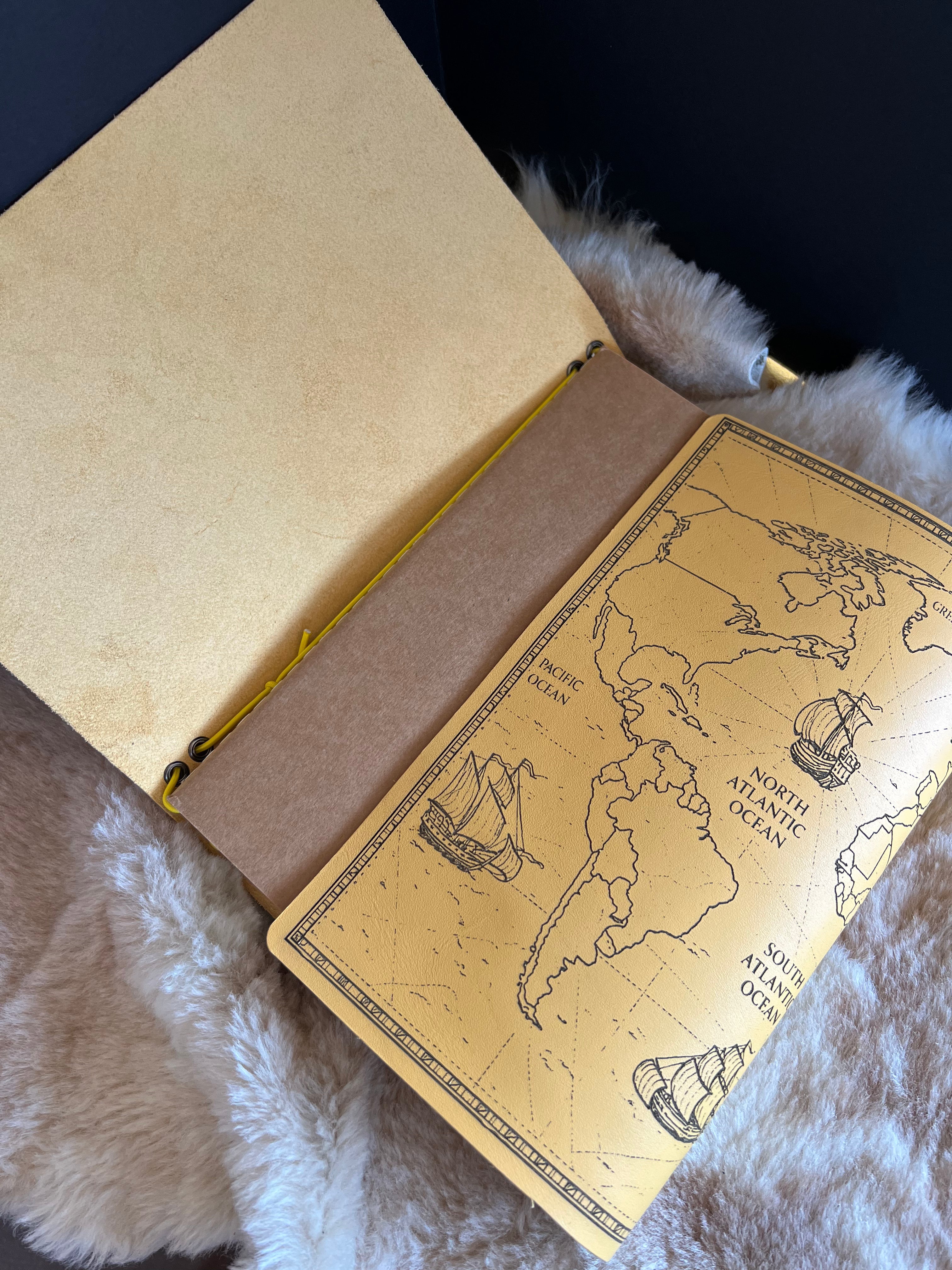 Kožený zápisník A5 - žltá - LIMITKA - Travel Journal yellow - dlhá verzia
