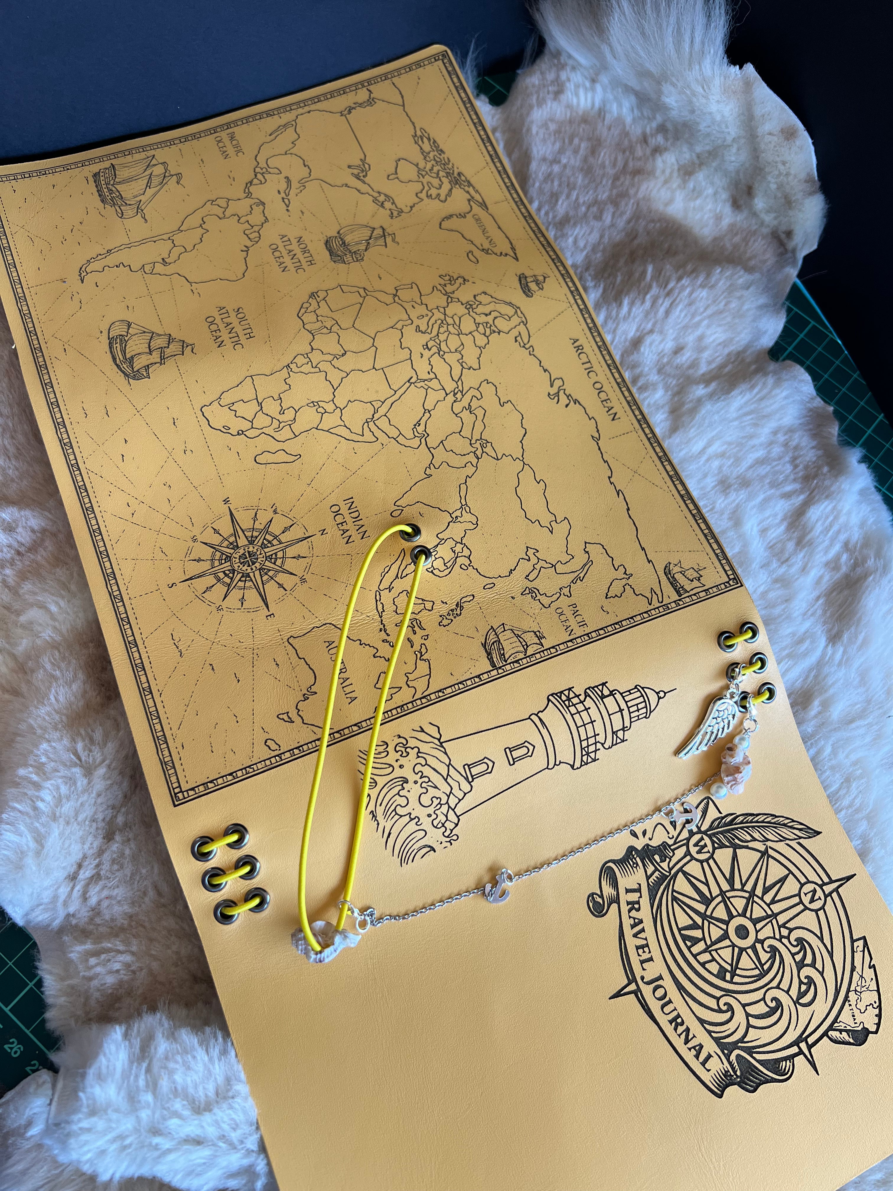 Kožený zápisník A5 - žltá - LIMITKA - Travel Journal yellow - dlhá verzia