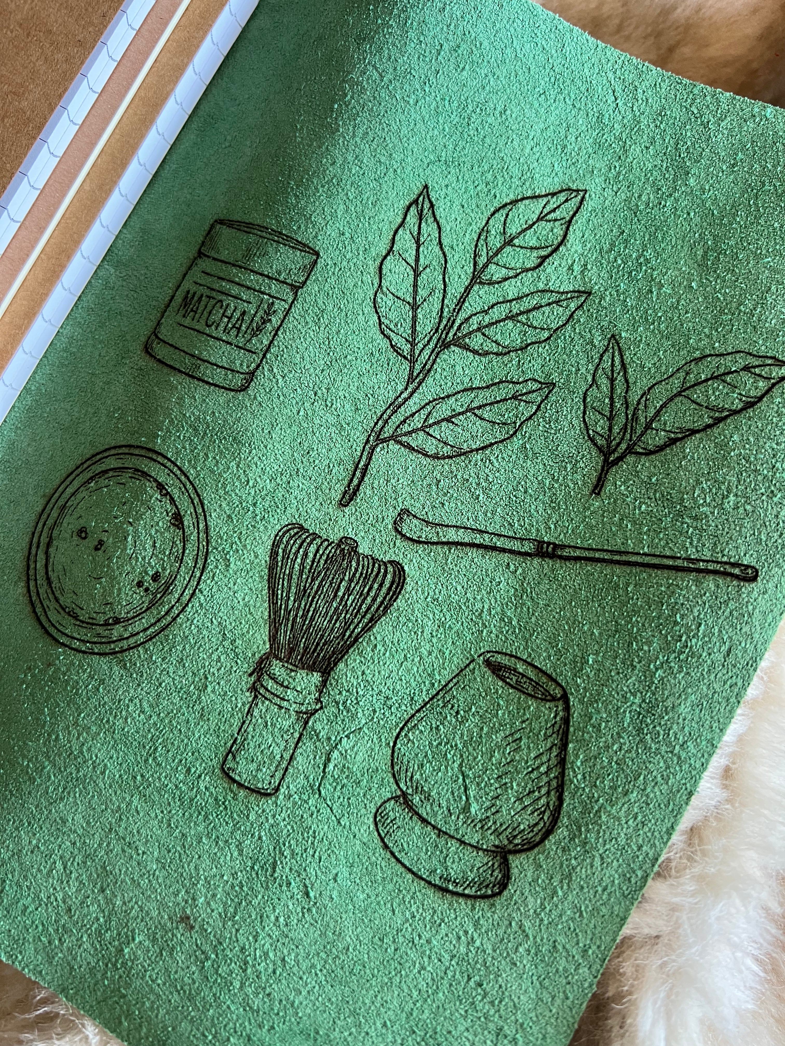Kožený zápisník A5 - zelená - LIMITKA - MATCHA VIBE - dlhá verzia