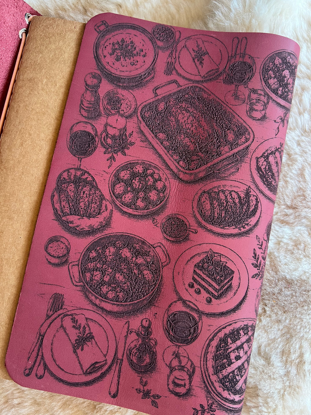 Kožený zápisník A5 - ružová - LIMITKA - RECEPTAR - dlhá verzia