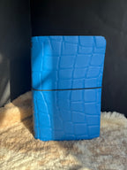 Kožený zápisník A5 - Modrá - Blue croco - Dlhá verzia
