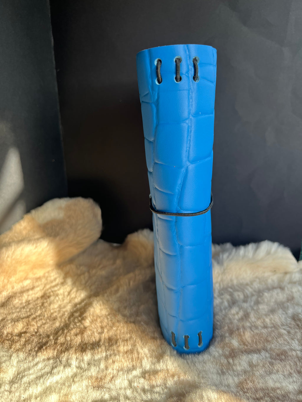 Kožený zápisník A5 - Modrá - Blue croco - Dlhá verzia