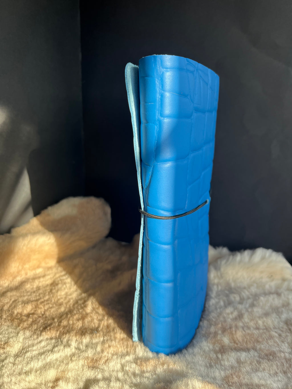 Kožený zápisník A5 - Modrá - Blue croco - Dlhá verzia