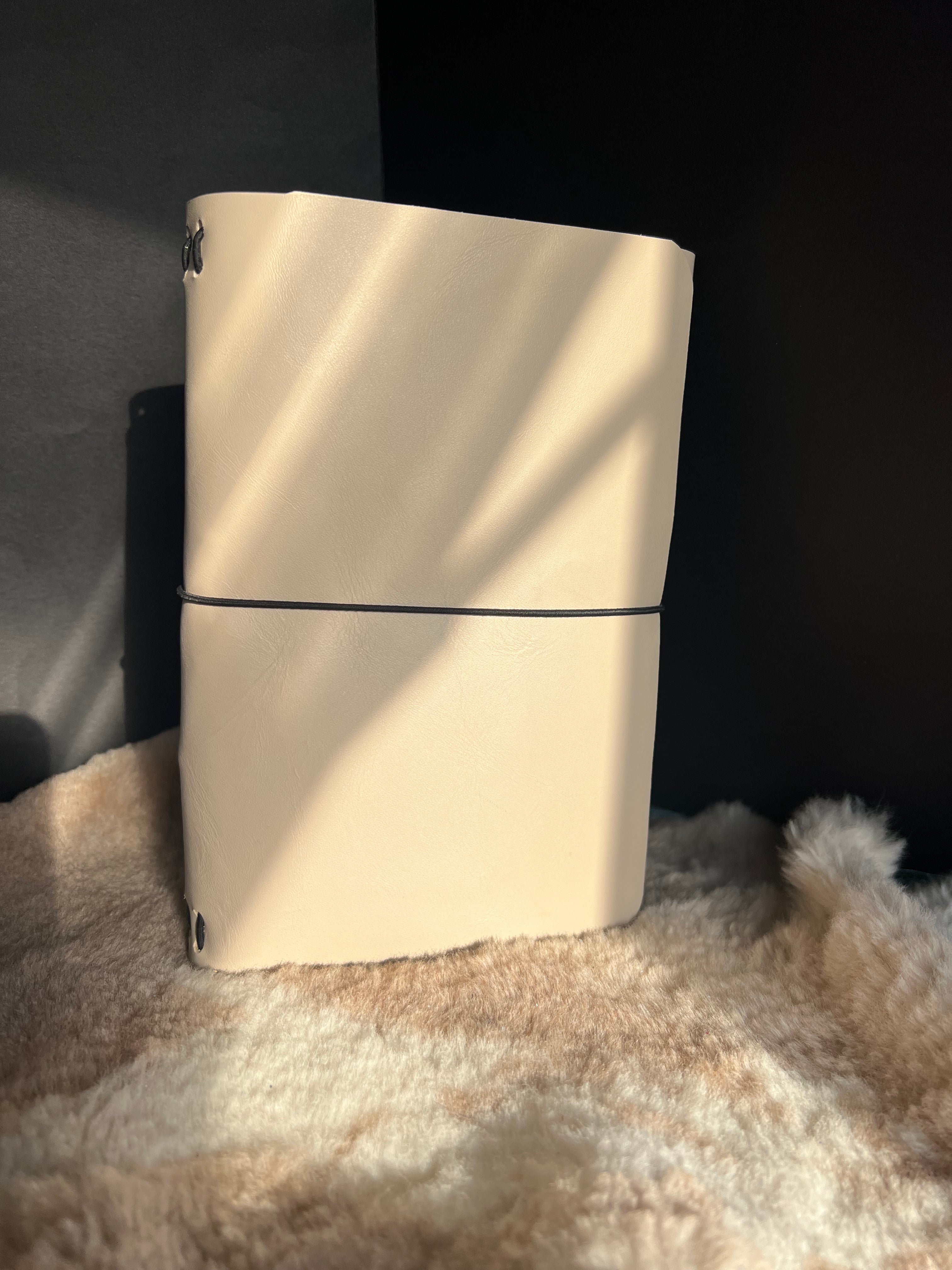 Kožený zápisník A5 - Béžová - Beige - Dlhá verzia