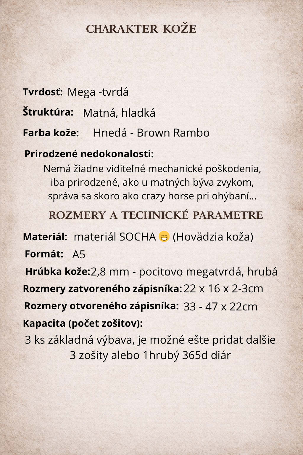 Kožený zápisník A5 - hnedá - LIMITKA - YELLOWSTON - krátka verzia