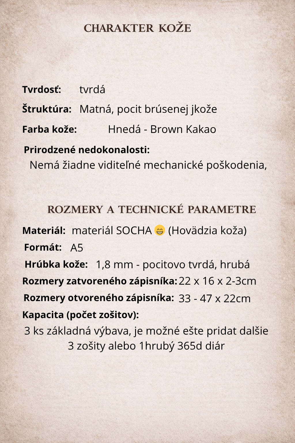 Kožený zápisník A5 - Hnedá - Brown Kakao - dlhá verzia