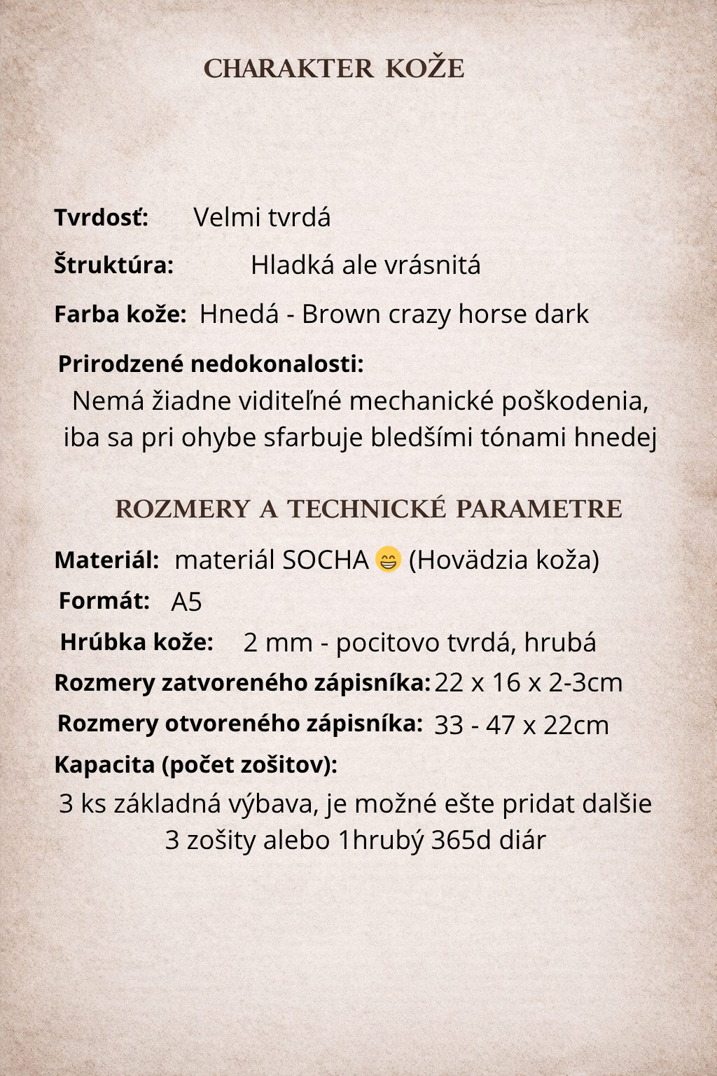 Kožený zápisník A5 - Hnedá - Brown crazy horse dark - dlhá verzia