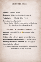 Kožený zápisník A5 - Modrá - Blue Petrol - dlhá verzia