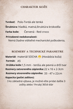 Kožený zápisník A5 - Červená - Red croco - Dlhá verzia