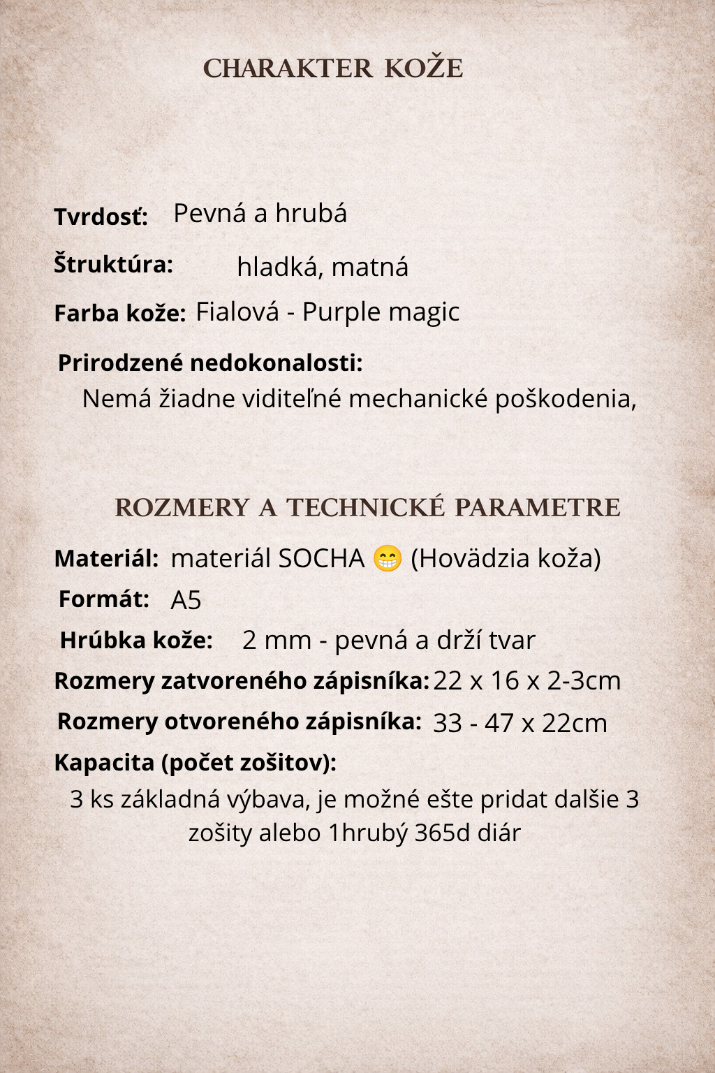 Kožený zápisník A5 - Fialová - Purple magic - Krátka verzia